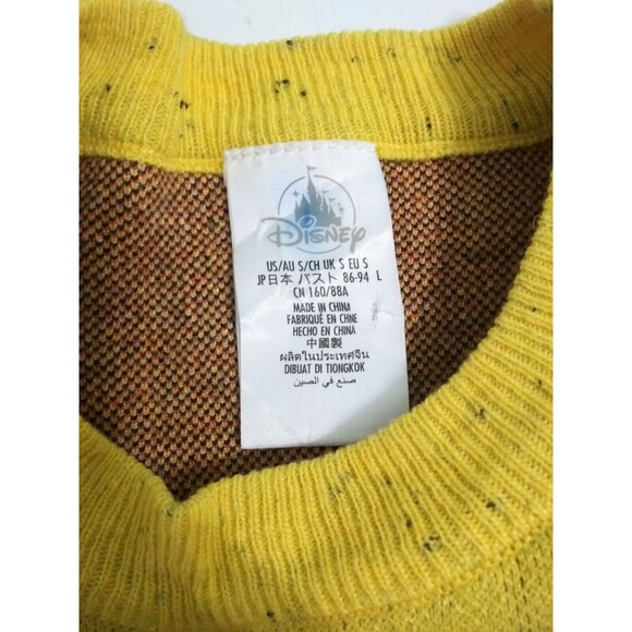 Disney Parks Size Small Mickey Mouse Yellow Sweater Pullover Knit Wool Blend - Picture 3 of 8